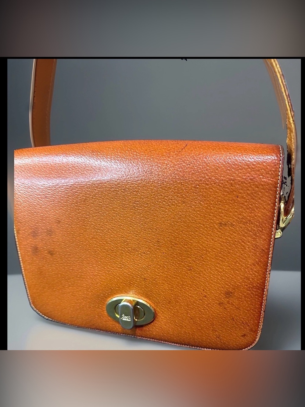 Authentic Vintage CELINE Camel Saffiano Leather Accordion Bag